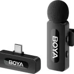 BOYA BY-V10 (SOLO) Ultracompact Wireless Microphone System with USB-C Connector for Mobile Devices (2.4 GHz - Black)