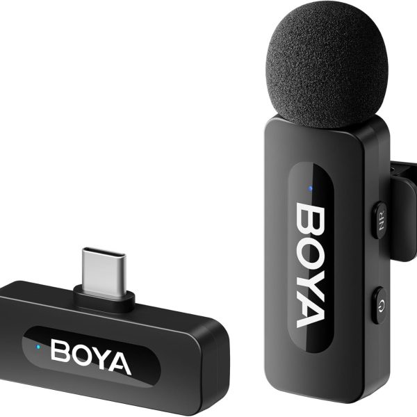 BOYA BY-V10 (SOLO) Ultracompact Wireless Microphone System with USB-C Connector for Mobile Devices (2.4 GHz - Black)