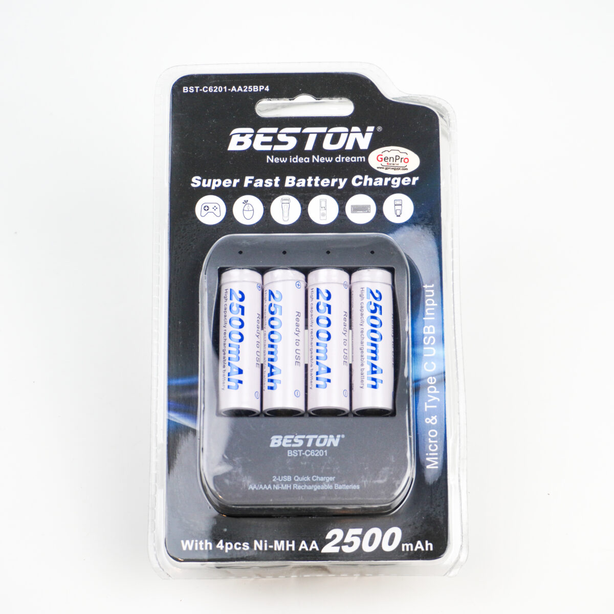1716480894966 Beston BST-C6201-AA25BP4 Batteries Pack of 4, 2500mAh with Fast Charger - Image 1