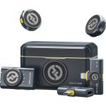 Hollyland Lark M2 DUO 2-Person Wireless Microphone System with compact design and two microphones.