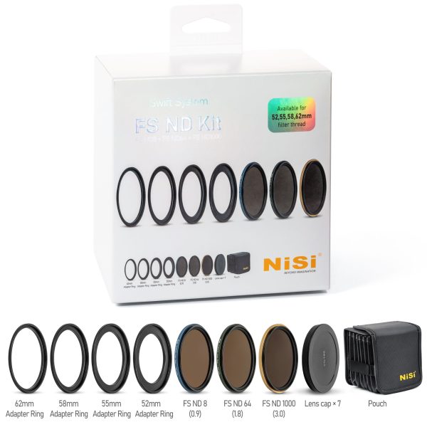 NiSi SWIFT FS ND Filter Kit With ND8 (3 Stop) - ND64 (6 Stop) & ND1000 (10 Stop) For 52mm | 55mm | 58mm | 62mm Filter Threads + Case