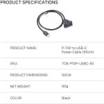 Tilta D-Tap to USB-C Power Cable for Nano II Follow Focus Motor (19.7") TCB-PTAP-USBC-50 - Image 2