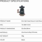 Tilta Mini Ball Head Mount with 1/4"-20 and Locating Pins TA-MBH-1420-B - Image 16
