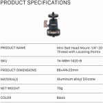 Tilta Mini Ball Head Mount with Cold Shoe TA-MBH-CS-B - Image 16