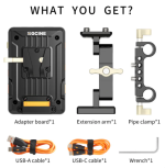 ZGCINE V-Mount Battery Plate with 15mm Rod Clamp and Adjustable Arm (VM-VP1 Kit3) - Image 6
