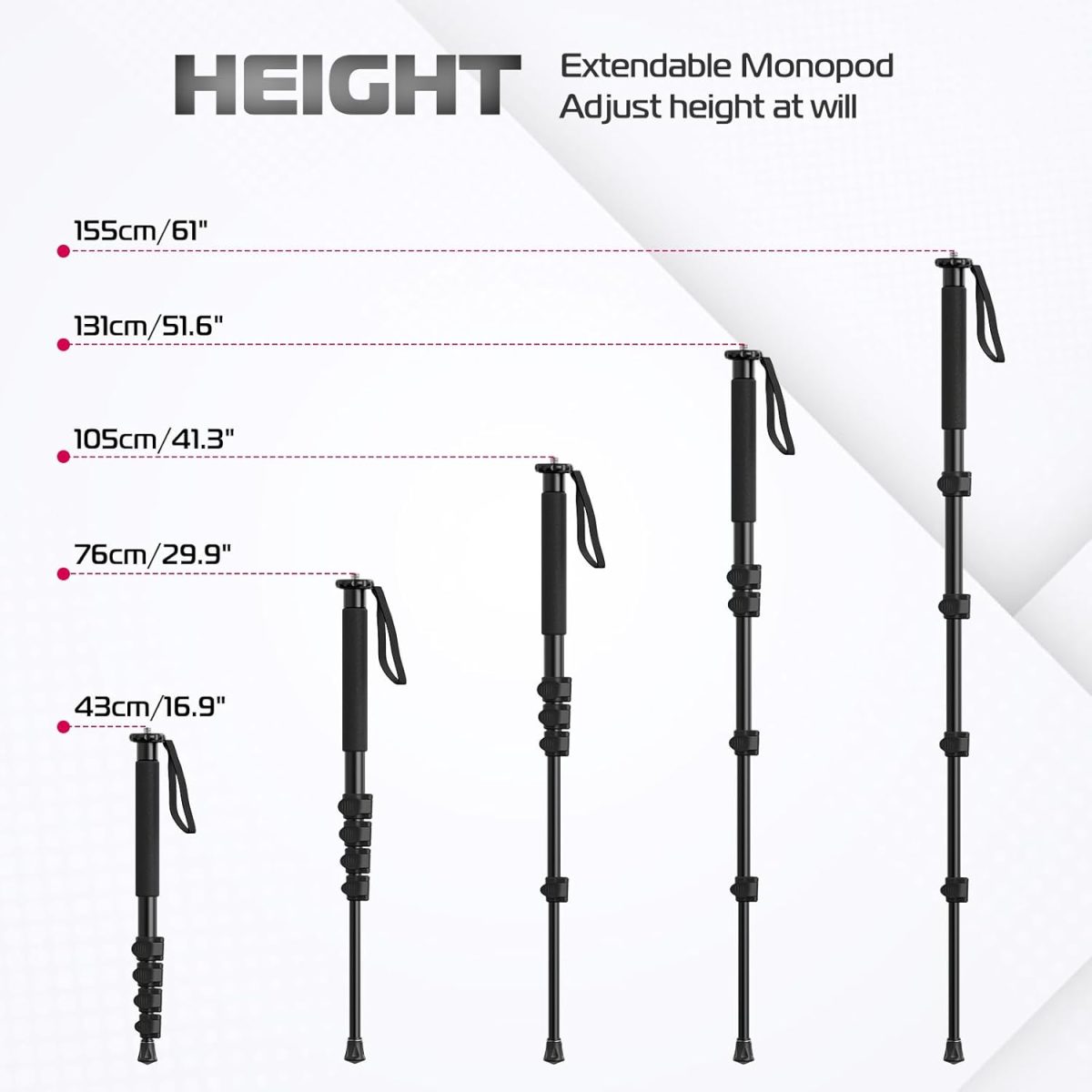 Ulanzi TB12 61-Inch Camera Monopod, Aluminum Photography Monopod with 5-Section Height, Lightweight & Portable Camera Accessories, for Cameras Canon, Nikon & Sony Mirrorless & DSLR, Easy to Carry - Image 4