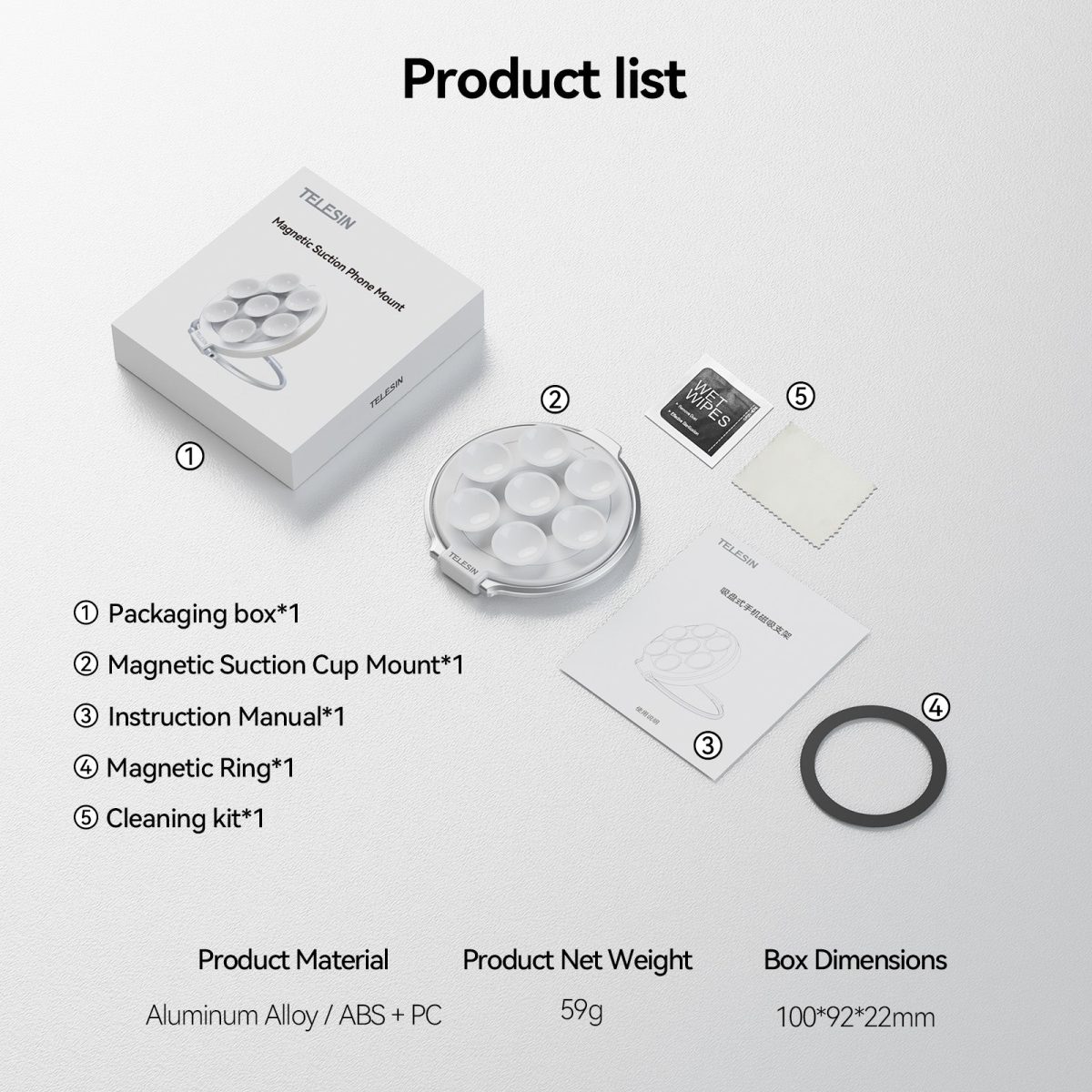 TELESIN Magnetic Suction Cup Mount P3-SUS-01 - Image 11