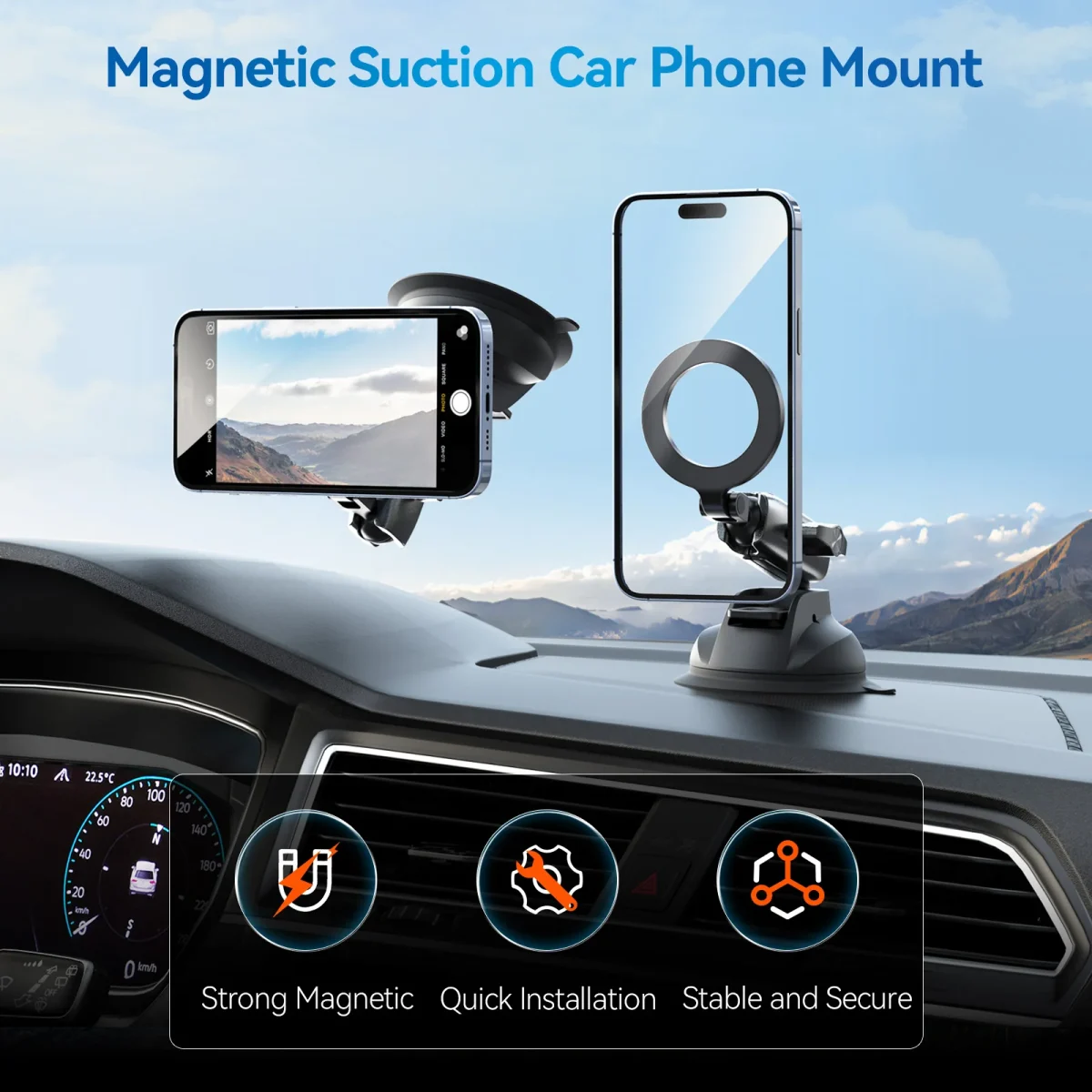 1_e52ba20e-1ea5-4a3f-b980-a487a504877a TELESIN Magnetic Suction Car Phone Mount P3-SUS-02 - Image 2