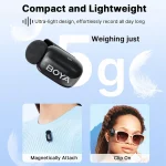 BOYA Mini-16 Tiny Wireless Microphone System With Lightning Connector For iOS Devices (2.4 GHz, Black) - Image 7