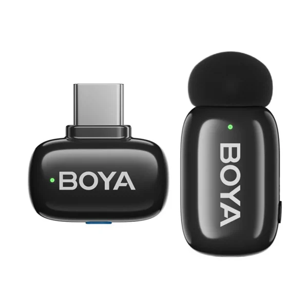 BOYA Mini-17 Tiny Wireless Microphone System With USB-C Connector For Android/iOS Devices (2.4 GHz, Black)