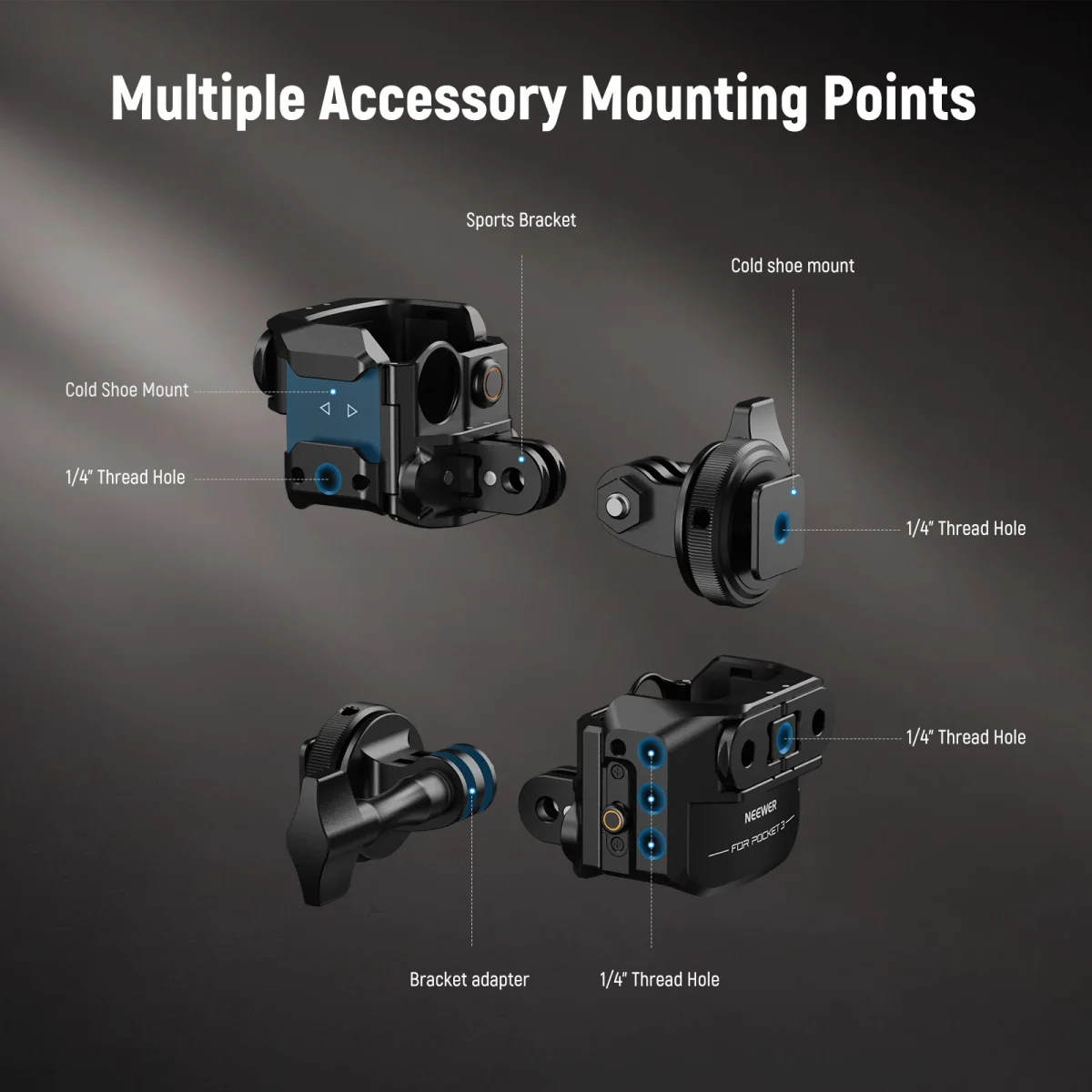 Neewer Action Camera Metal Cage For DJI Osmo Pocket 3 - Image 9