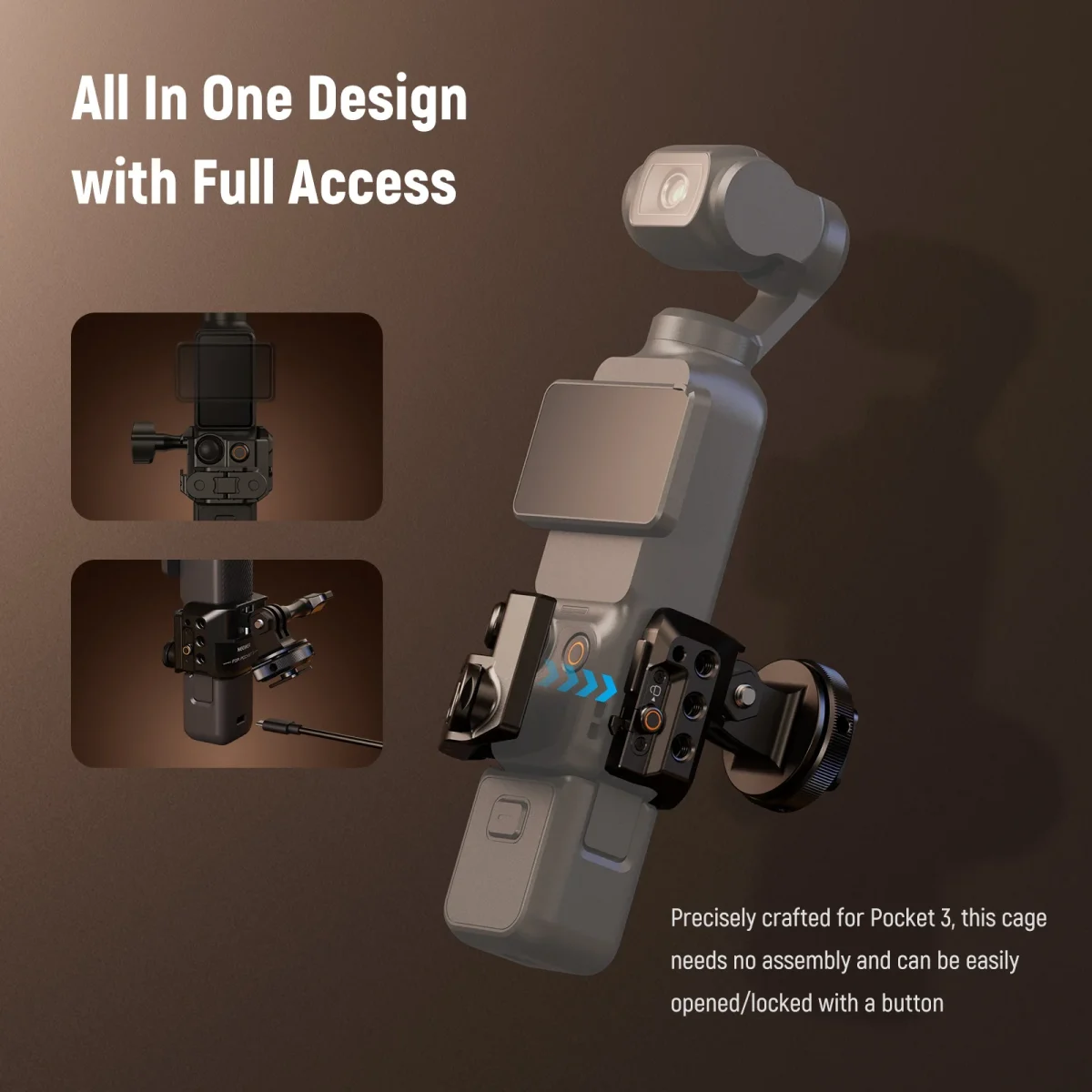 Neewer Action Camera Metal Cage For DJI Osmo Pocket 3 - Image 7