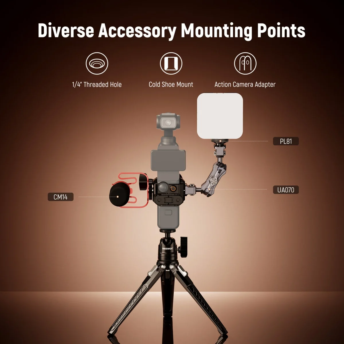 Neewer Action Camera Metal Cage For DJI Osmo Pocket 3 - Image 6