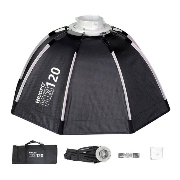 Triopo Quick Setup Octagon Softbox K3120cm + Honeycomb Grid with Detachable Bowens Mount, Reflective Silver Interior for Studio Photography