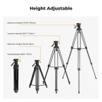 K&F Concept Professional Video Tripod with Fluid Head VA3+BV10 (KF09.147V1) - Image 5