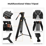 K&F Concept Professional Video Tripod with Fluid Head VA3+BV10 (KF09.147V1) - Image 4