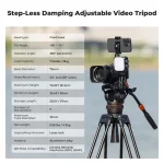 K&F Concept Professional Video Tripod with Fluid Head VA3+BV10 (KF09.147V1) - Image 3
