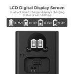 K&F Concept NP-FW50 Battery Charger with LCD Screen for Sony A7, A7II, A7RII, A7SII, A7S, A7S2, A7R, A7R2, A6000, A6500, A6300, RX10, NEX-3/5/7 (KF28.0009V1) - Image 2