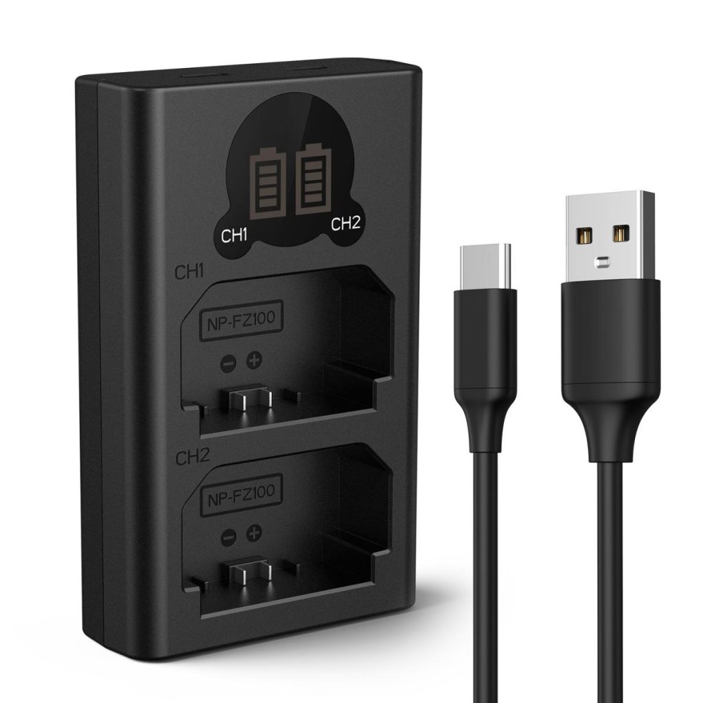 K&F Concept NP-FZ100 Battery Charger with LCD for Sony Alpha Cameras