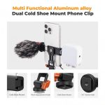 K&F Concept Metal Phone Tripod Mount,Universal Smartphone Stand with 2 Cold Shoe Mount, Adjustable Cellphone Holder for Horizontal and Vertical Shooting, Compatible with iPhone/Samsung and All Phones (KF31.094) - Image 2
