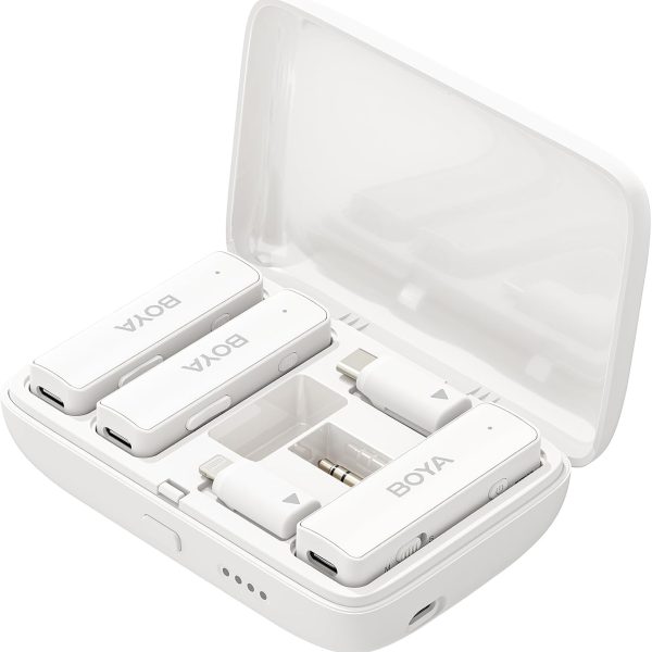 BOYA BOYALINK 2-Person All-in-One Wireless Microphone System with Interchangeable Connectors 2.4 GHz (White)