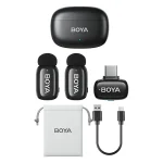 BOYA Mini-14 Tiny Wireless Microphone System 2-Person With USB-C Connector For Android/iOS Devices (2.4 GHz, Black) - Image 3