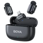 BOYA Mini-14 Tiny Wireless Microphone System 2-Person With USB-C Connector For Android/iOS Devices (2.4 GHz, Black)