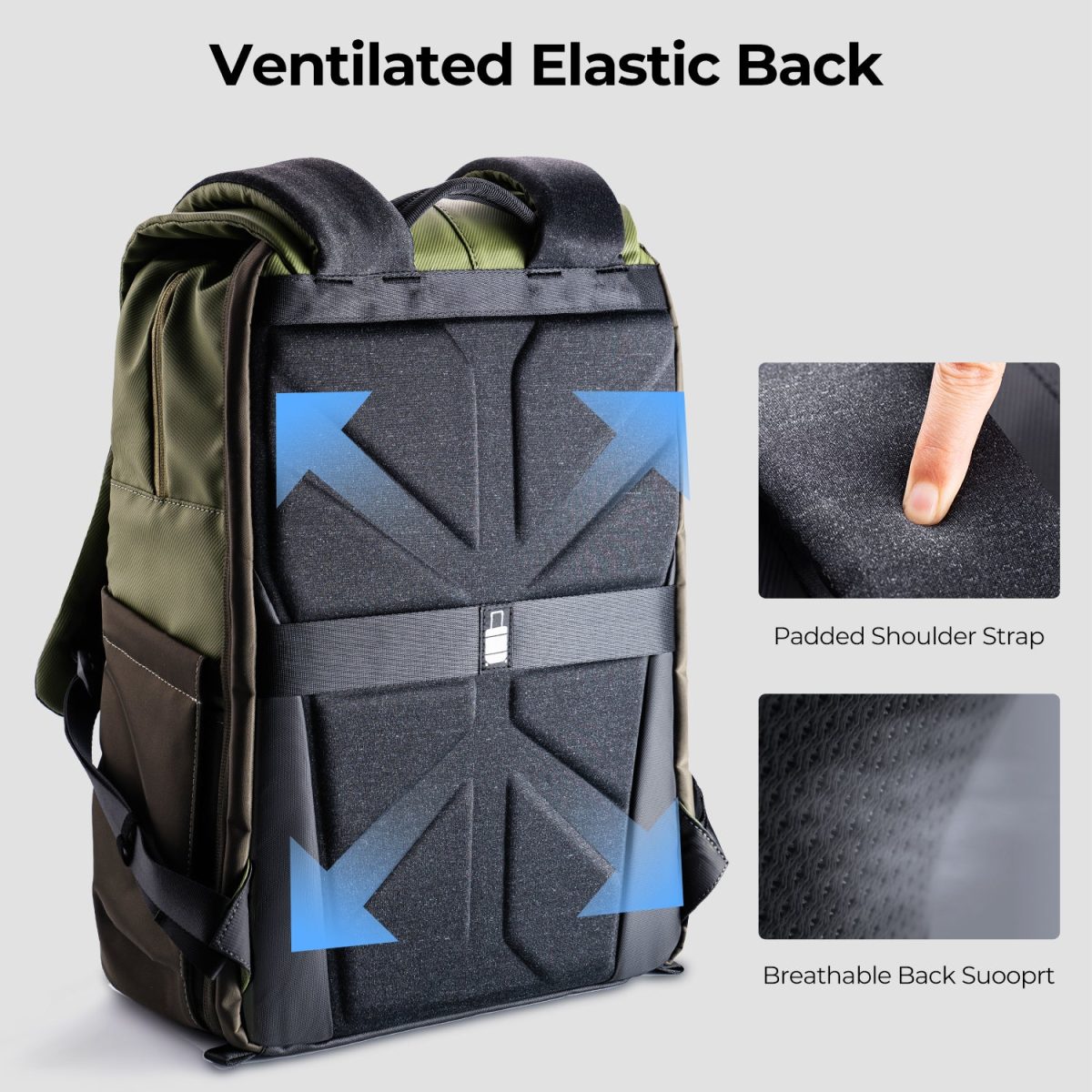 K&F Concept Camera Backpack for Professionals Photographers Army Green (KF13.087AV2) - Image 3