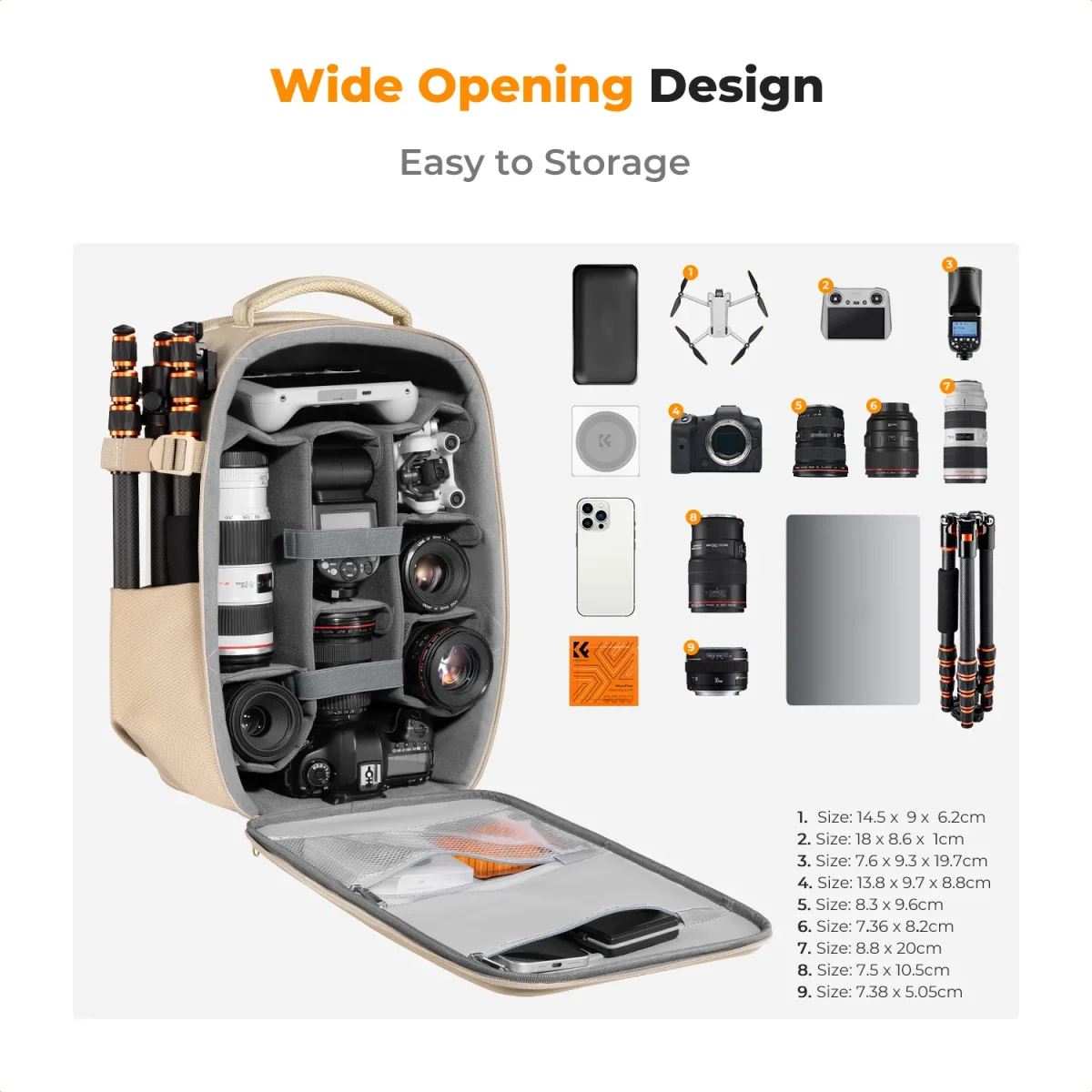 KF13.134V1-2 K&F Concept Camera Backpack for Professionals Photographers (KF13.134V1) - Image 7