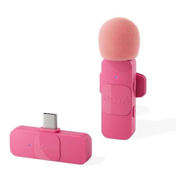 BOYA BY-V10 (SOLO) Ultracompact Wireless Microphone System with USB-C Connector for Mobile Devices (2.4 GHz - Pink)