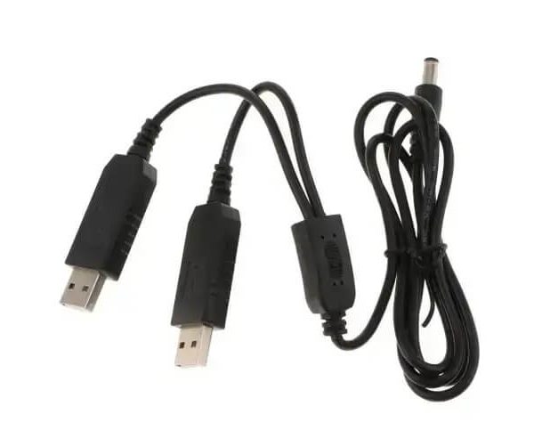 Dual USB Power Cable DC Coupler Dummy Battery Adapter