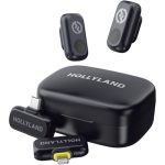 Hollyland LARK A1 Combo 2-Person Wireless Microphone System with USB-C and Lightning Connectors for Mobile Devices (Space Gray, 2.4 GHz) Black
