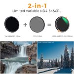 K&F Concept Nano-X Series 2-in-1 Variable ND & CPL Filter 82mm, 2 to 6-Stop (KF01.1918) - Image 6
