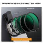 K&F Concept 67mm Clip-on CPL & Black Mist 1/4 2-in-1 Phone Camera Lens Filter Kit, Compatible with All Smartphone Models (KF01.2900V2) - Image 5