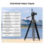 K&F Concept Professional Video Tripod with Fluid Head VA3+BV20 (KF09.148V1) - Image 11