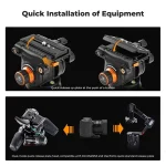 K&F Concept Professional Video Tripod with Fluid Head VA3+BV20 (KF09.148V1) - Image 4