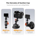 K&F Concept 4.5" Suction Cup Camera Mount with Double Ball Head Magic Arm, Phone Clamp & GoPro Adapter (KF31.100) - Image 5