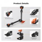K&F Concept 11" Magic Arm with Super Clamp, Articulating Friction Arm Kit with 1/4" & 3/8" Screw & Cold Shoe Mount (KF31.132) - Image 7