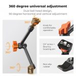 K&F Concept 11" Magic Arm with Super Clamp, Articulating Friction Arm Kit with 1/4" & 3/8" Screw & Cold Shoe Mount (KF31.132) - Image 6