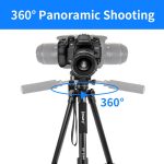 Jmary KP-2599 Aluminum Tripod – 1.65m Lightweight Travel Tripod with 360° Panoramic Head & Quick Release Plate (Black) - Image 6