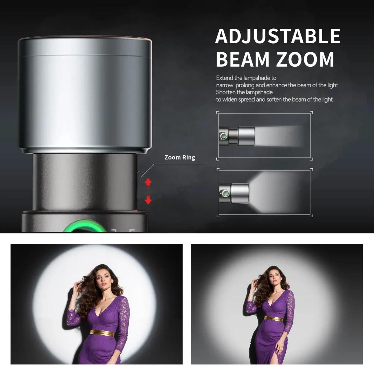 PHOTOOLEX Magnetic Gobos Four Colors Photography Spotlight 12w Upgrade Set - Image 6