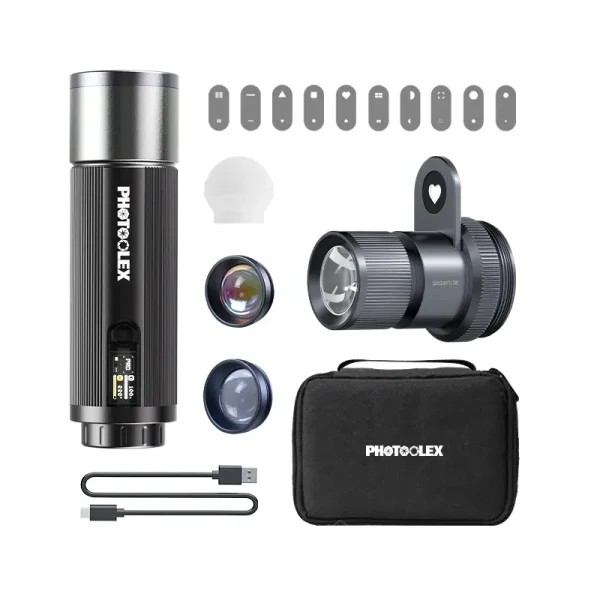 PHOTOOLEX Magnetic Gobos Four Colors Photography Spotlight 12w Upgrade Set