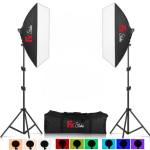 FX Studio 50×70cm RGB Softbox Lighting Kit with Remote – Professional LED Dimmable Light Set