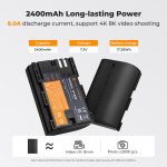 K&F Concept 2400mAh LP-E6P 2-Pack Battery and Dual Slot USB Charger Compatible with Canon EOS R5 Mark II, R5, R6 Mark II, R6, R7 Camera (KF28.0093) - Image 7