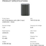 Tilta NP-FZ100 USB-C Battery (2400mAh) TNP-FZ100-GN - Image 2