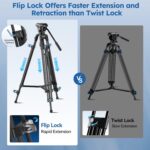 Sirui AVT-12 Quick Release Carbon Fiber Video Tripod – Heavy Duty 73" Fluid Head for DSLR & Camcorders - Image 6