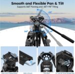 Sirui AVT-12 Quick Release Carbon Fiber Video Tripod – Heavy Duty 73" Fluid Head for DSLR & Camcorders - Image 5