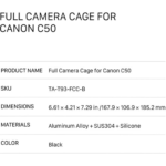 Tilta Camera Cage Base Kit for Canon C50 (Black) TA-T93-A-B - Image 12