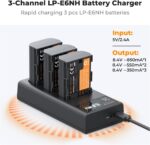 K&F Concept LP-E6NH Triple Slot Battery Charger LCD Canon EOS (KF28.0062) - Image 5