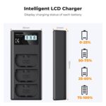K&F Concept LP-E6NH Triple Slot Battery Charger LCD Canon EOS (KF28.0062) - Image 6